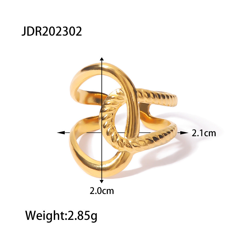 5pcs Niche Design Cold Style Gold-Plated Titanium Steel Ring Female Fashion Simple Stainless Steel Ring
