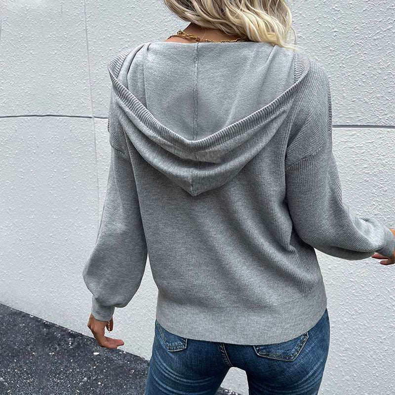 Cozy Autumn & Winter Solid Color Hooded Sweater for Women
