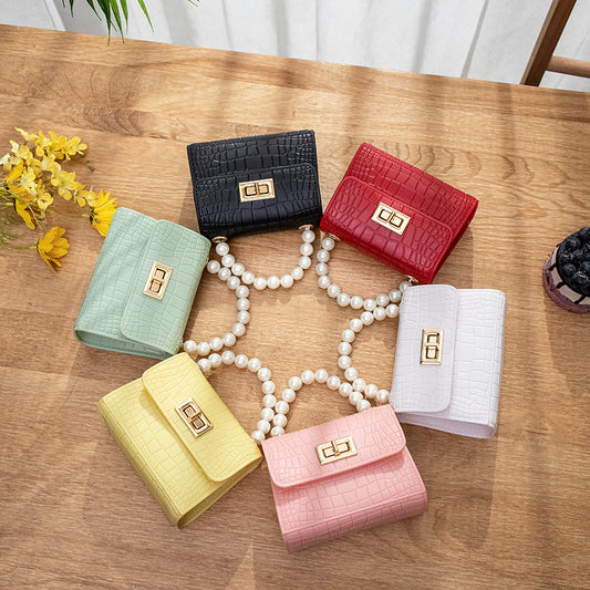 Crocodile Pearl Hand Jelly Bag Fashion Crossbody Bag Niche Pearl Bag Women's Shoulder Bag