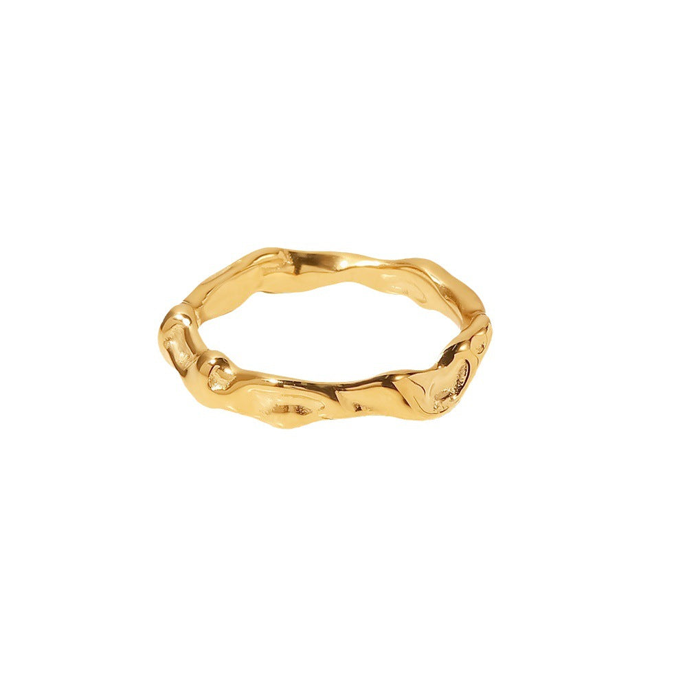 5pcs Women's Fashion Everything Popular New Titanium Steel Ring 18K Gold Stainless Steel Irregular Ring Ring Ring Women