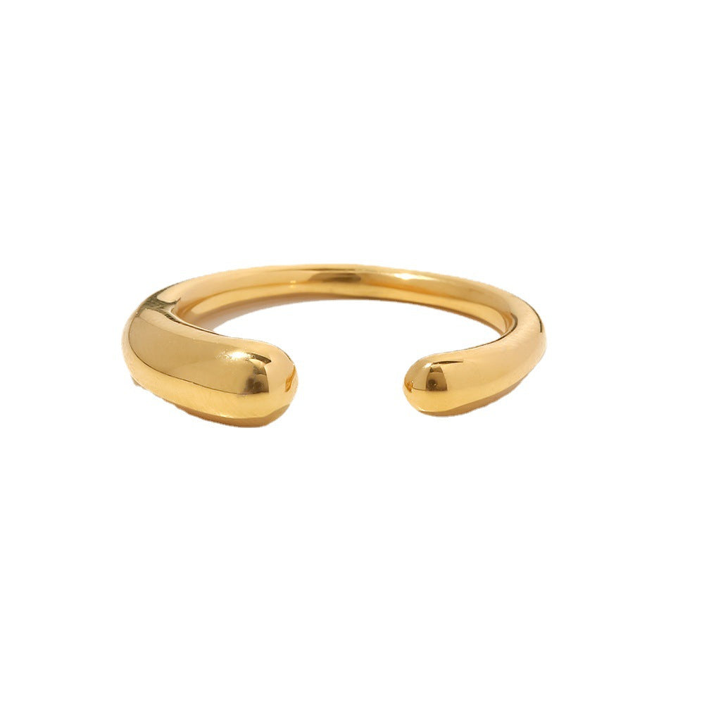 5pcs Simple Feminine Temperament All-Match New Titanium Steel Ring 18K Gold Stainless Steel Geometric Opening Ring