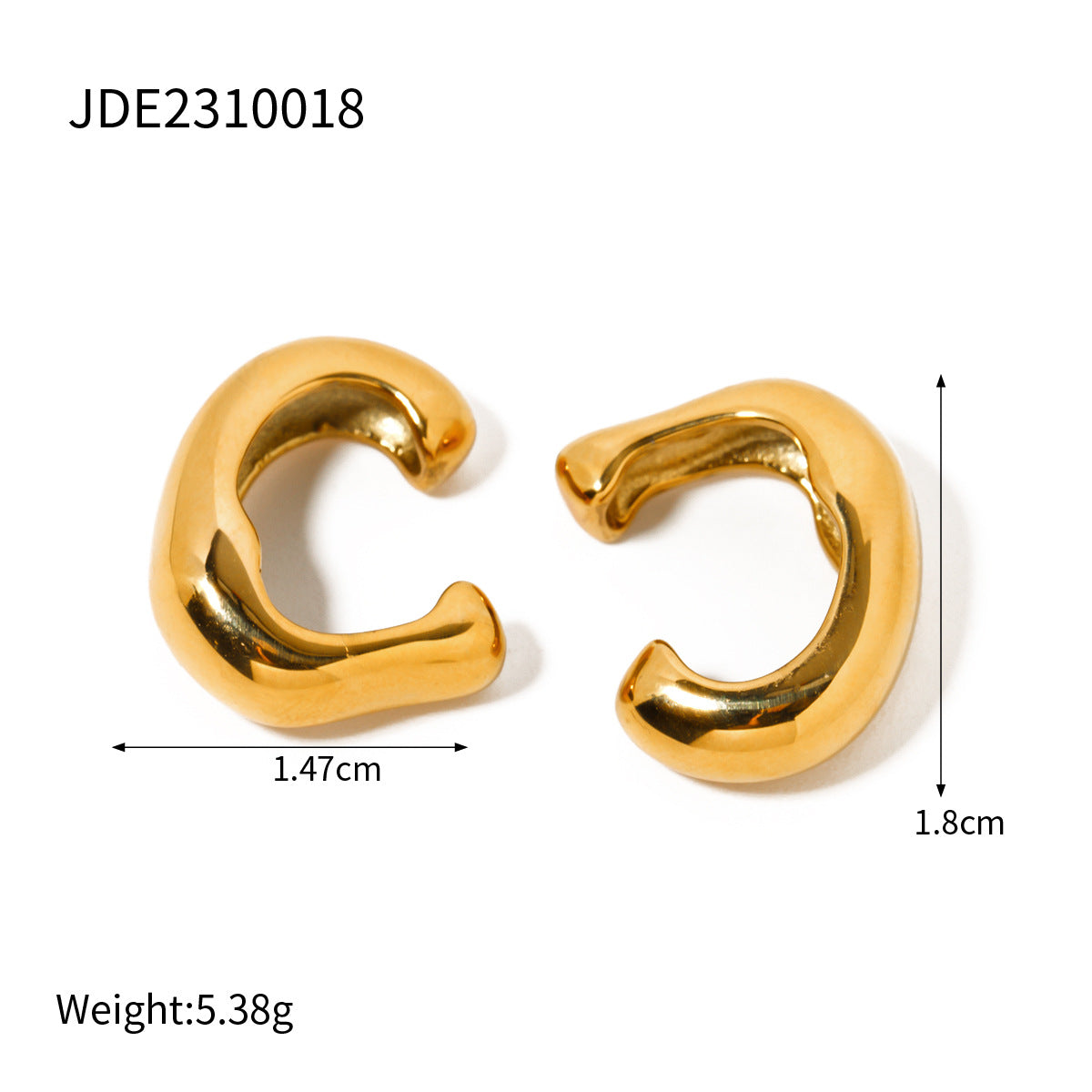 5pcs New 18K Gold Stainless Steel Stud Earrings Stainless Steel Jewelry Fashion Personality Accessories For Women