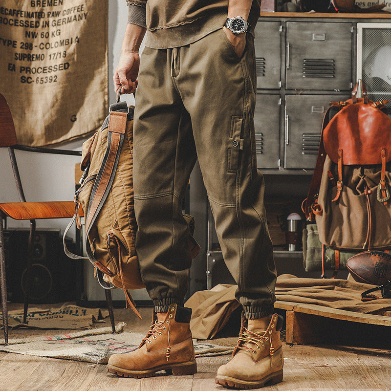 Heavy Vintage Cargo Pants Men's Spring New Wide Leg Loose Large Size Casual Pants