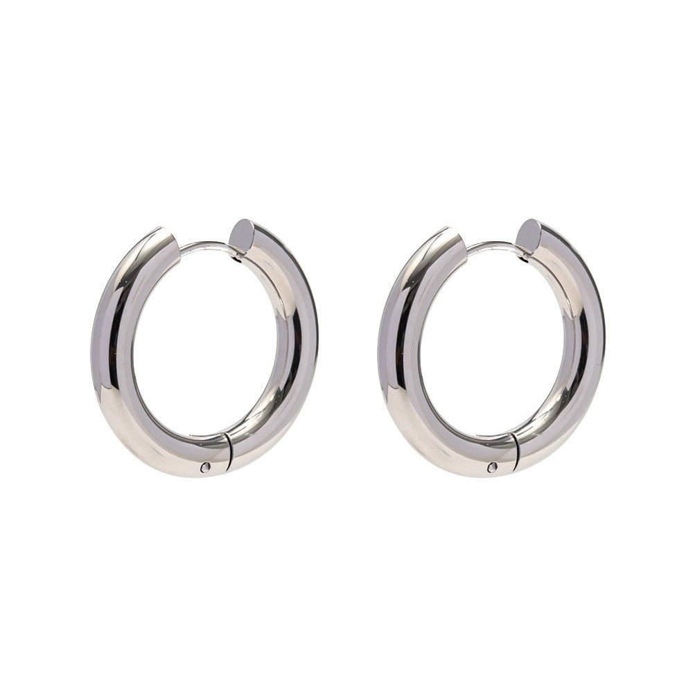 5pcs Fashion Jewelry Stainless Steel Solid Hoop Earrings Titanium Steel Women's Hoop Earrings Do Not Fade Accessories