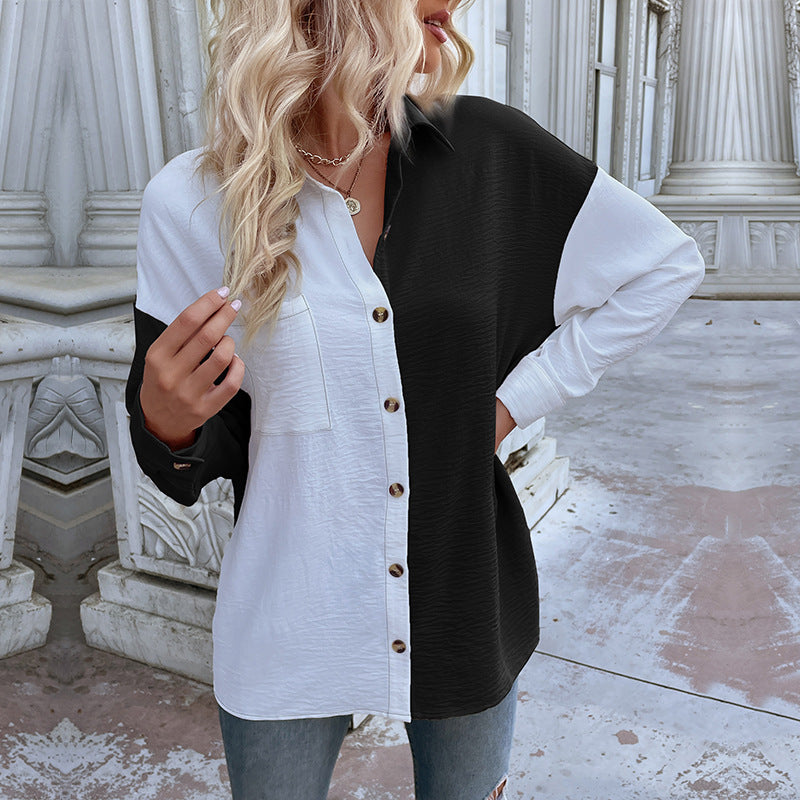 New Autumn New Women's Color Long-Sleeve Shirt Female Design Sense