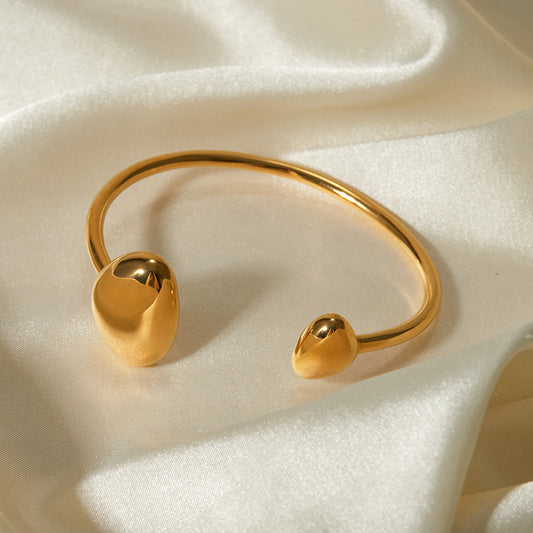 5pcs Light Luxury Titanium Steel 18K Gold Stainless Steel Irregular Opening Bracelet With Elastic Wide Bracelet Item