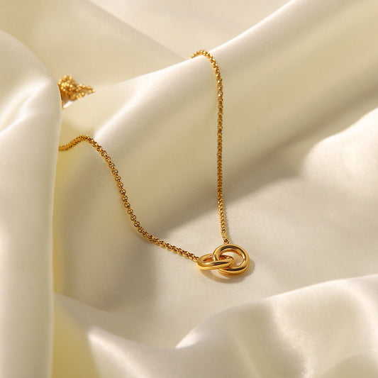 5pcs Interlocking Pendant Necklace Girlfriend Niche Design All-Match Titanium Steel Gold-Plated Tide Clavicle Chain