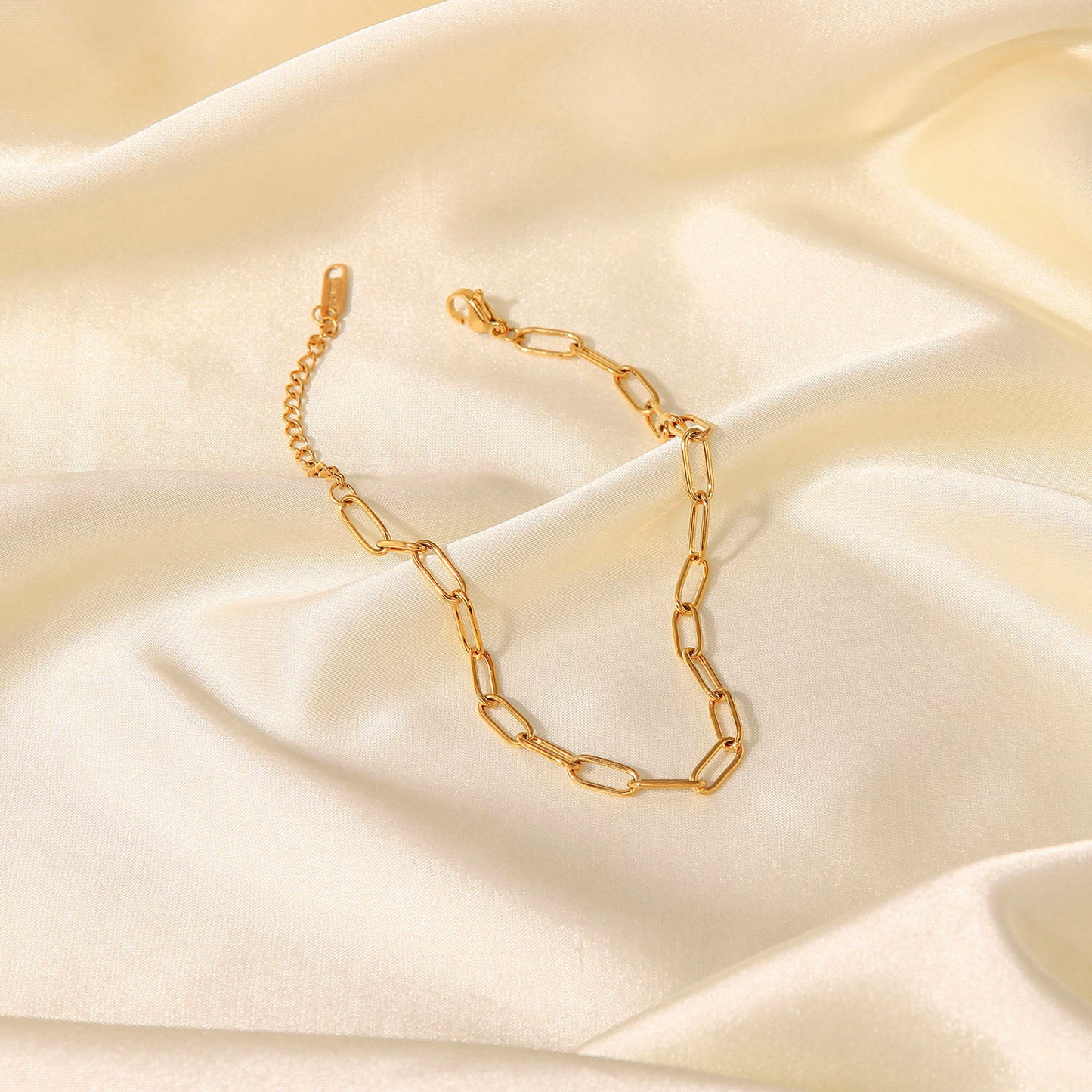 5pcs New Titanium Steel Anklet 18K Gold Paper Clip Chain Anklet Women's Fashion Clothing All Wear Anklet Ornaments