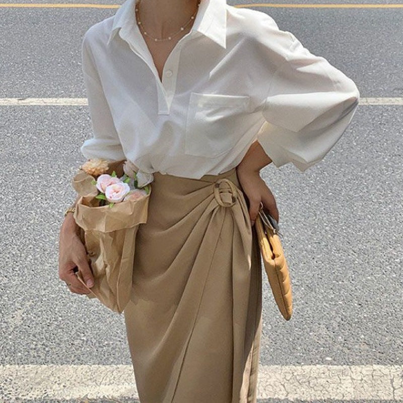 New Fashion Sense Of Shirt Skirt Set Female Meat Mask Thin Set