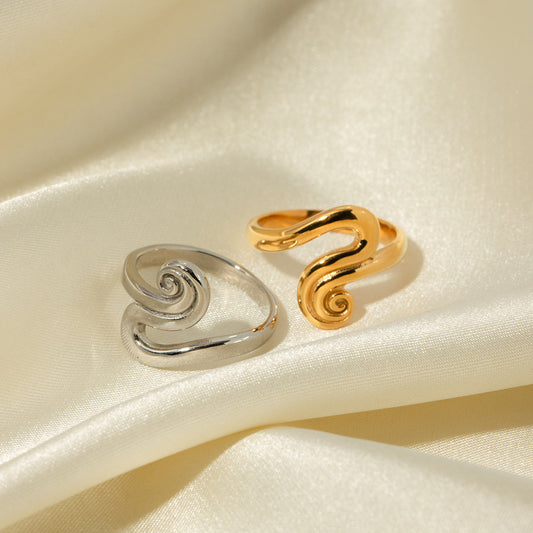 5pcs 18K Gold Stainless Steel Thread Loop Open Ring Non-Fading Accessories