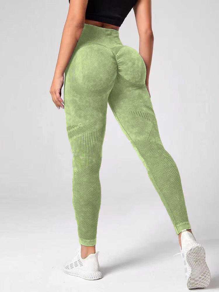 New Hollow-Out Seamless Yoga Pants High Waist Peach Hip Lift Hip Fitness Pants Women Wash Scrub Tight Sports Pants