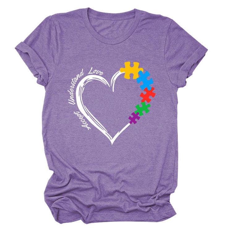 Fun Fashion Accept Understand Love Loose Casual Short Sleeves