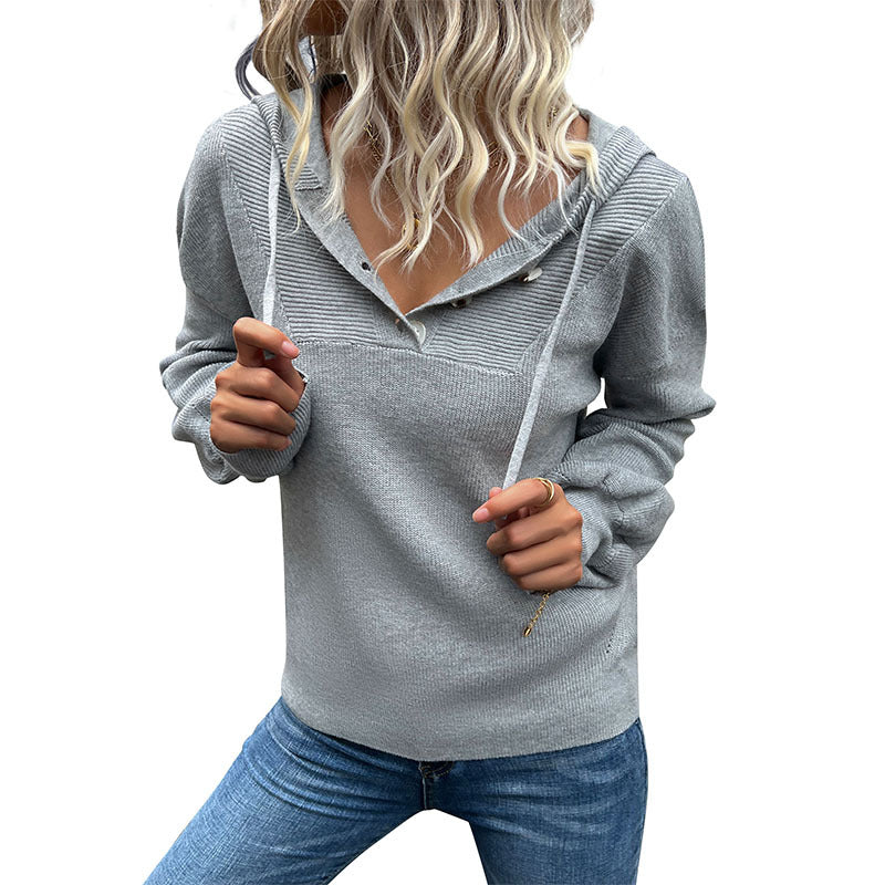 Cozy Autumn & Winter Solid Color Hooded Sweater for Women