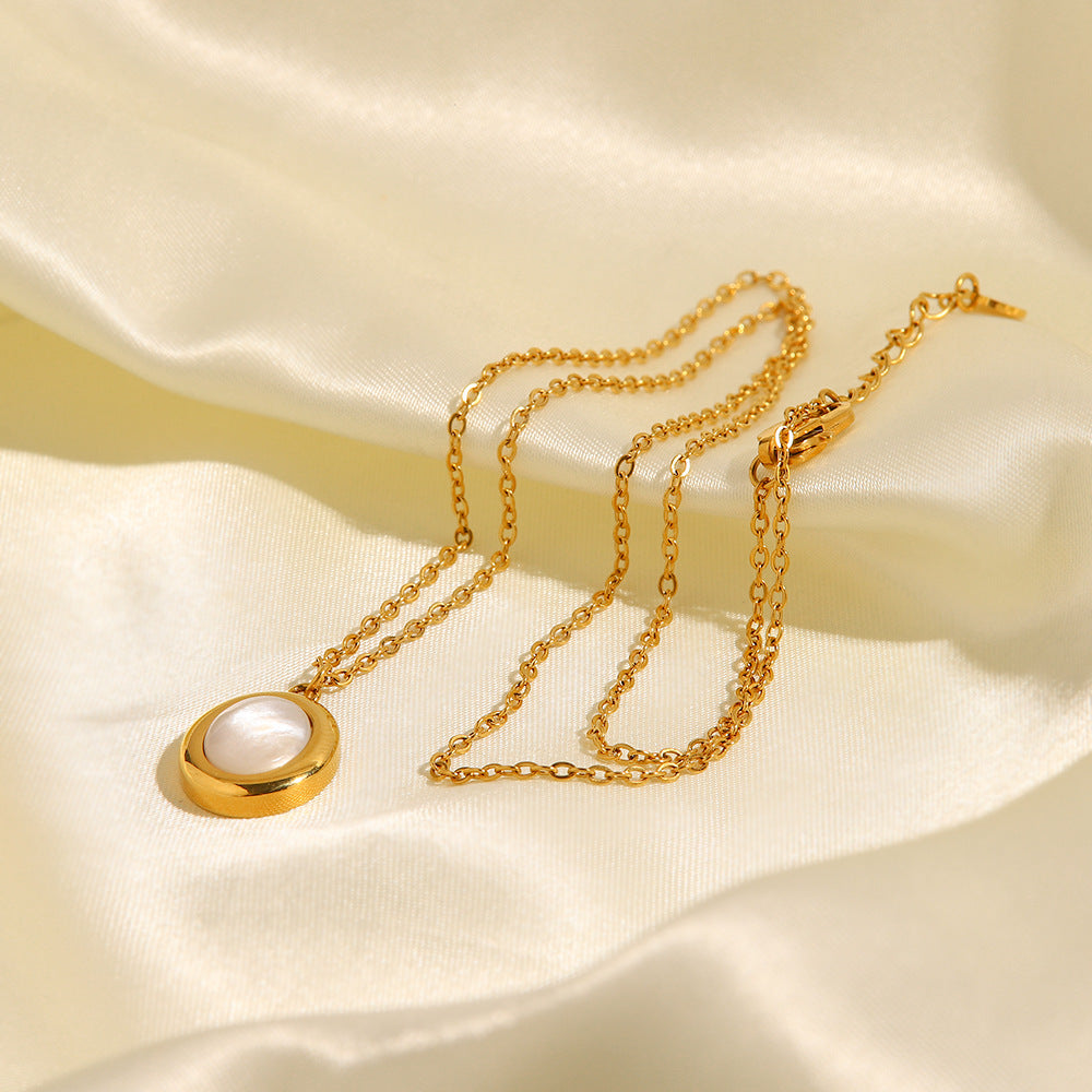 5pcs Light Luxury Oval Catopal Pendant Necklace Vintage Style High-Grade Sense Of Everything Clavicle Chain Necklace