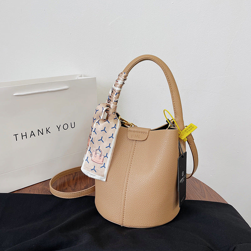 Bucket Bag Carrying Basket Texture Female Bag Simple Large Capacity Single Shoulder Crossbody Bag