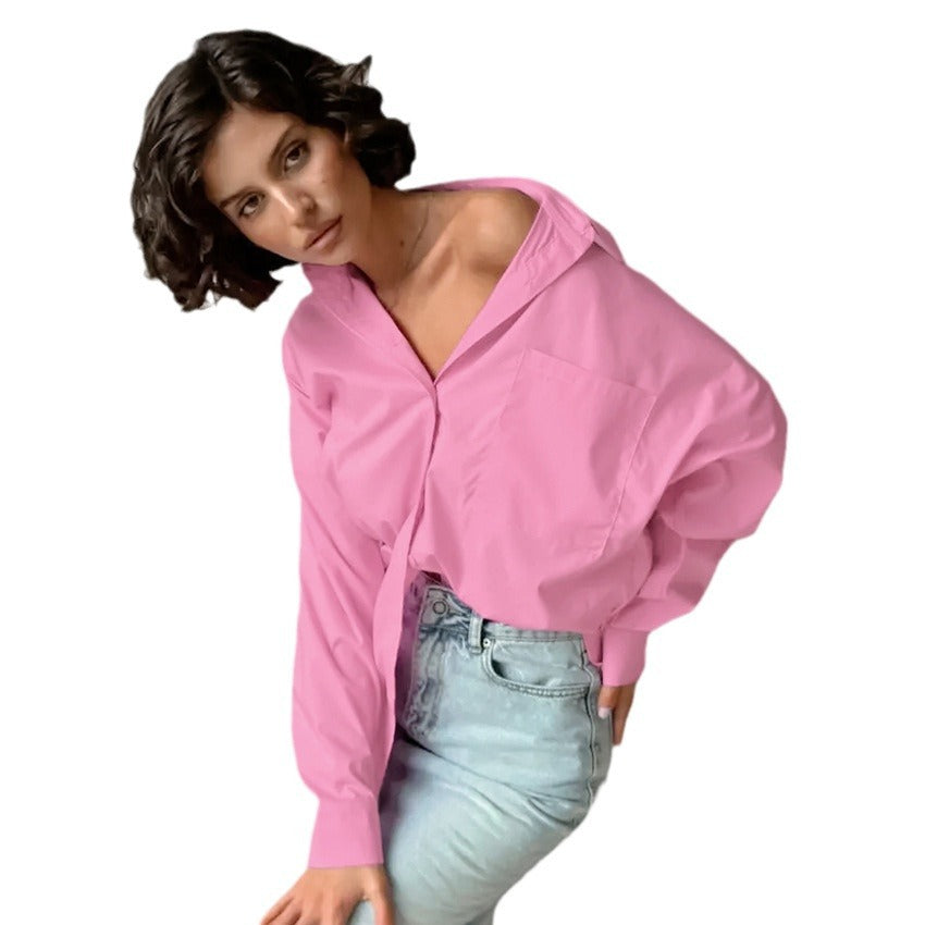 Color Lapel Long Sleeve Temperament Loose Thin Shirt New Autumn Fashion Women's Cardigan