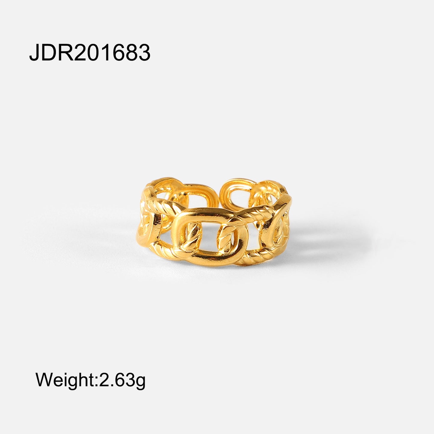 5pcs Men's And Women's Finger Rings Titanium Steel Plated 18K Gold Stainless Steel Twist Chain Open Ring Jewelry