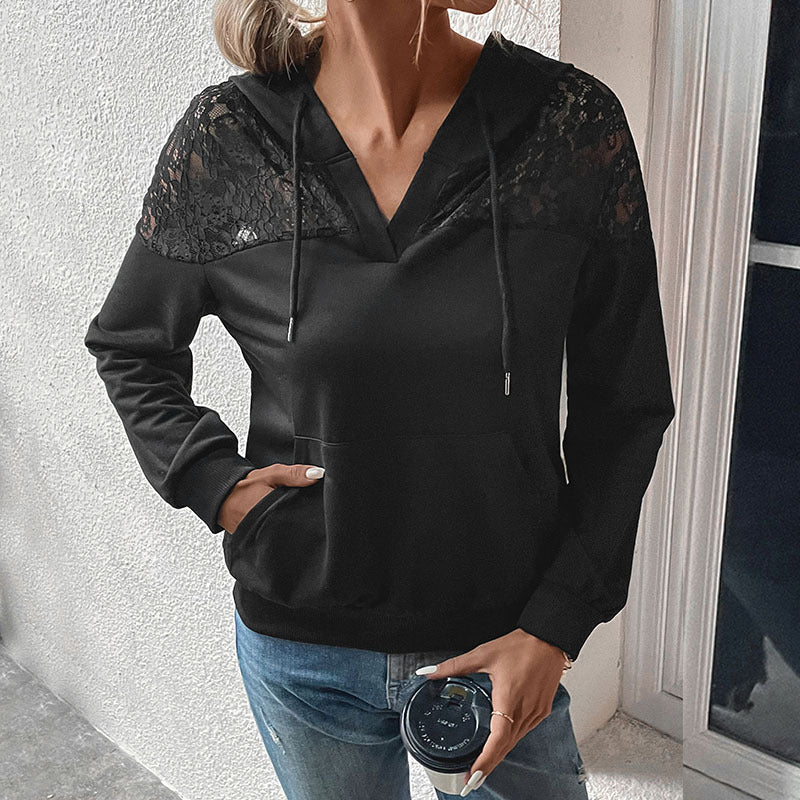 Women's New Autumn And Winter New Long-Sleeved Black Women's Hooded Hoodie