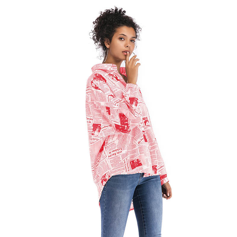 Hot Long-Sleeved Newspaper Letter Printed Shirt Women's Design Sense Niche Women's Wear