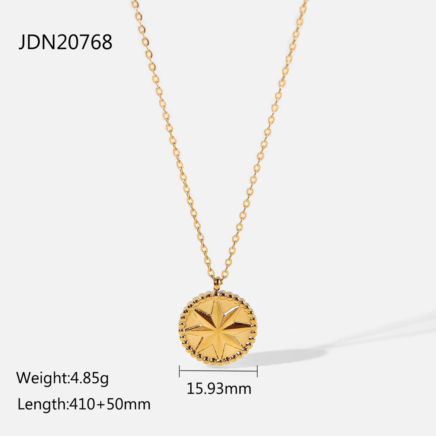 5pcs Stainless Steel Necklace 18K Gold Stainless Steel Octet Star Coin Pendant Necklace Women's Jewelry