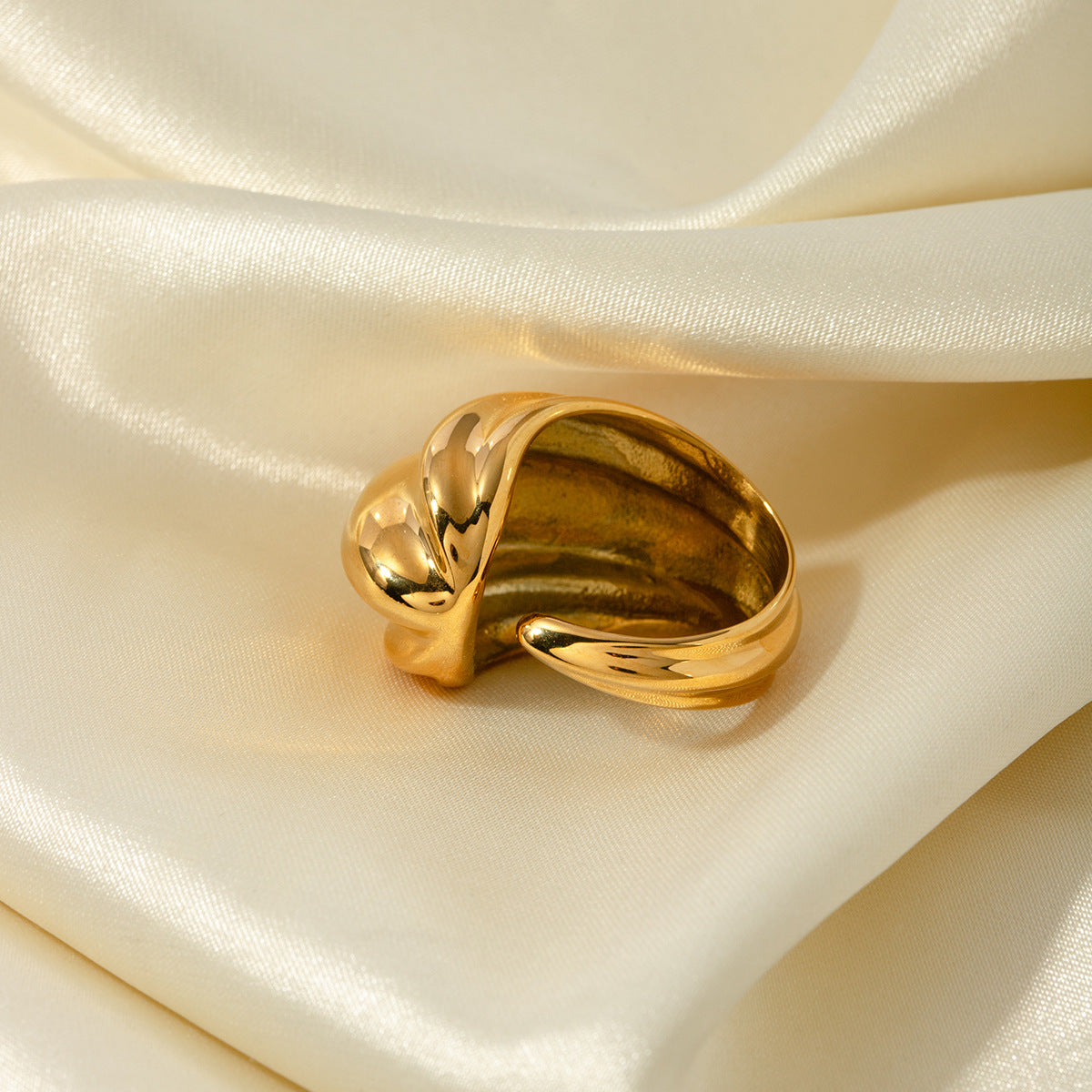 5pcs 18K Gold Stainless Steel Concave And Convex Opening Minimalist Geometric Ring New Hand Jewelry