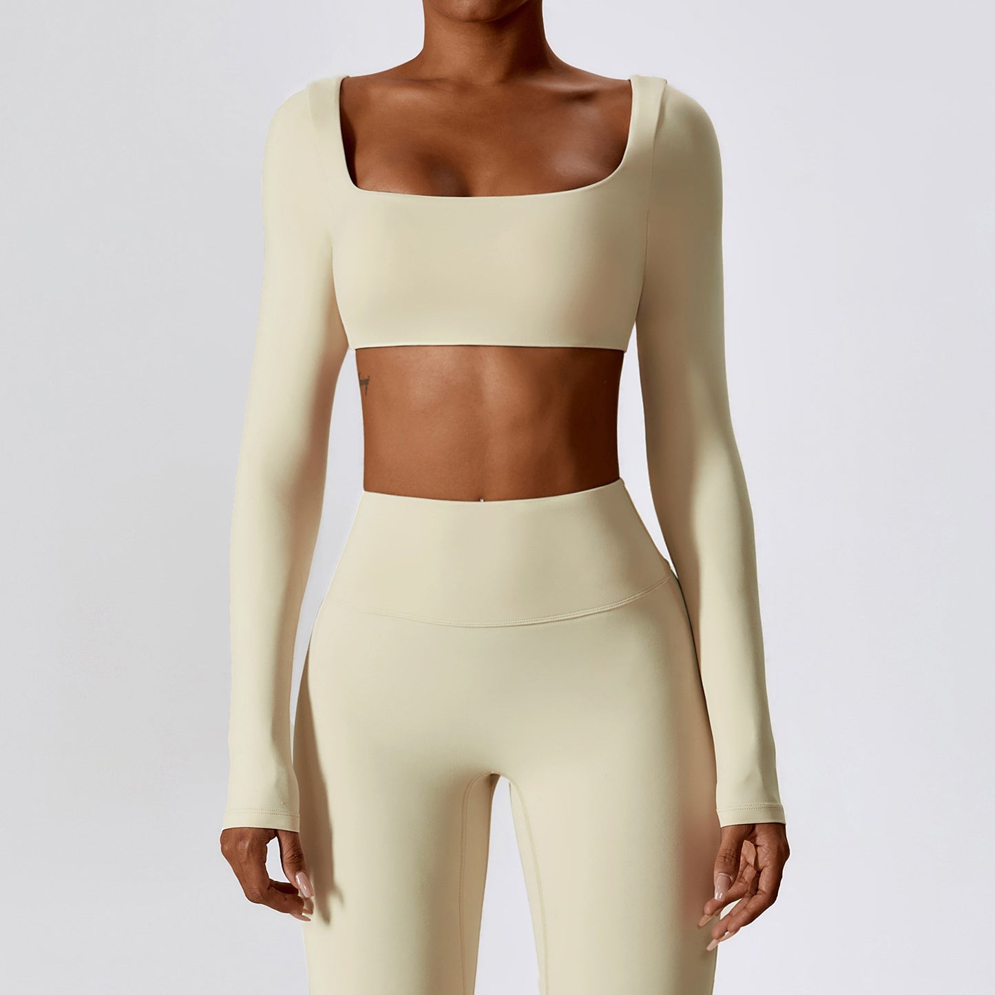Sexy Naked Long Sleeve Yoga Clothes Outdoor Running T-Shirt Quick Drying Tight Fitness Clothes Top