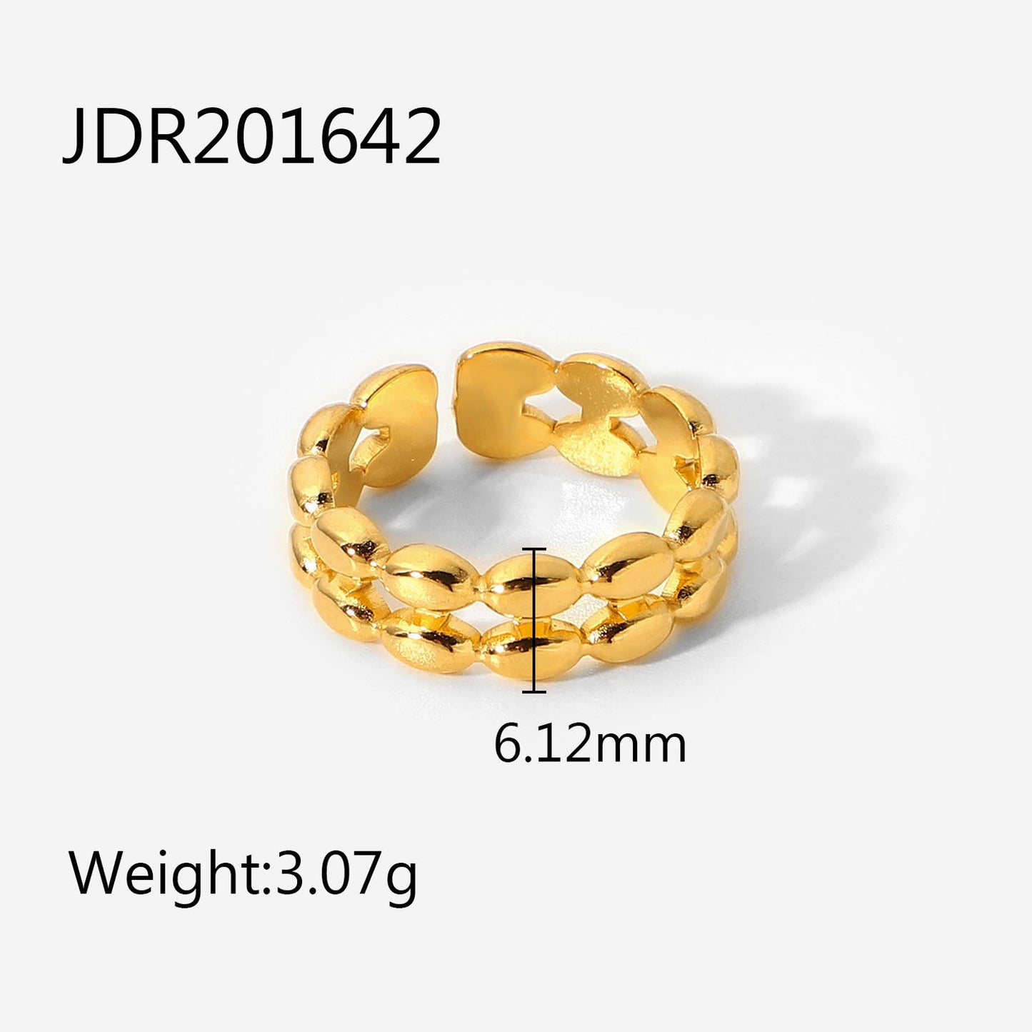 5pcs 18K Gold Stainless Steel Ring Double Oval Pea Open Ring Titanium Steel Ring Fashion Ring Individually Packaged