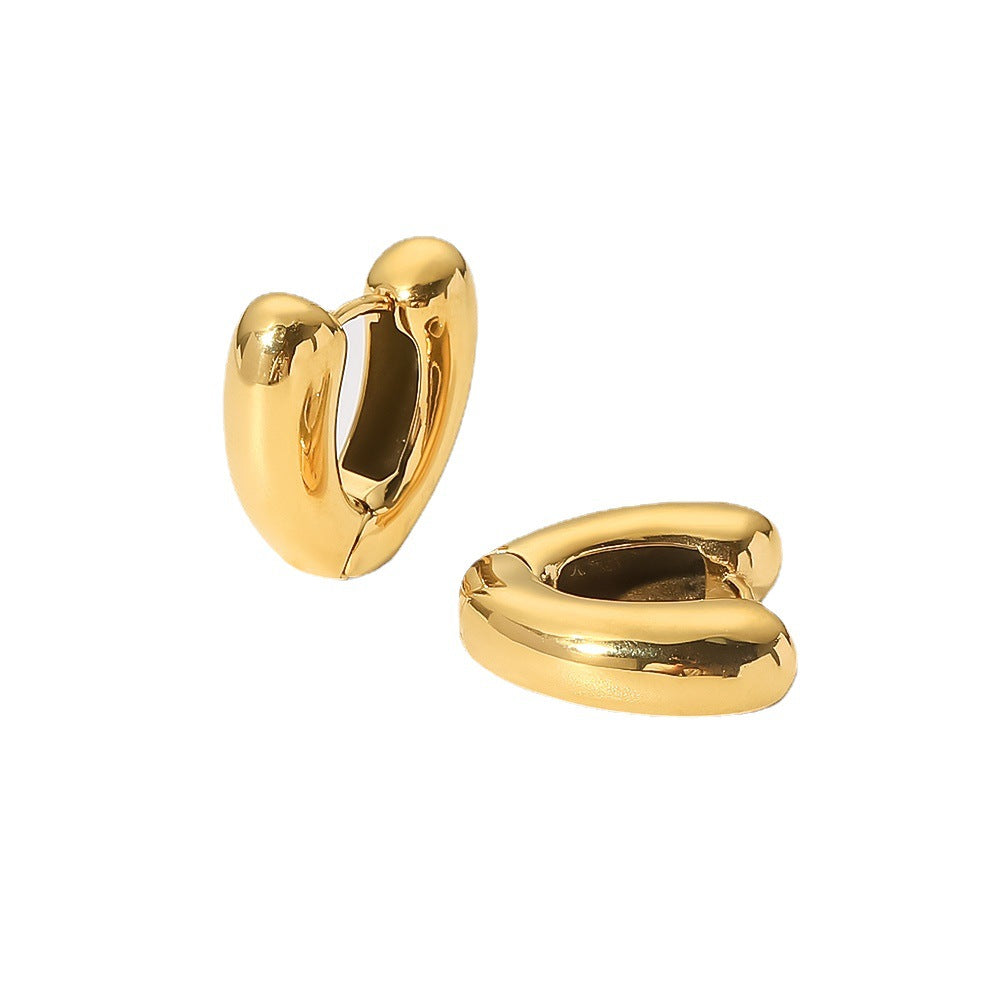 5pcs Love Geometric Titanium Steel Earrings 18K Gold-Plated Stainless Steel Women's Fashion All-Matching Earrings Earrings