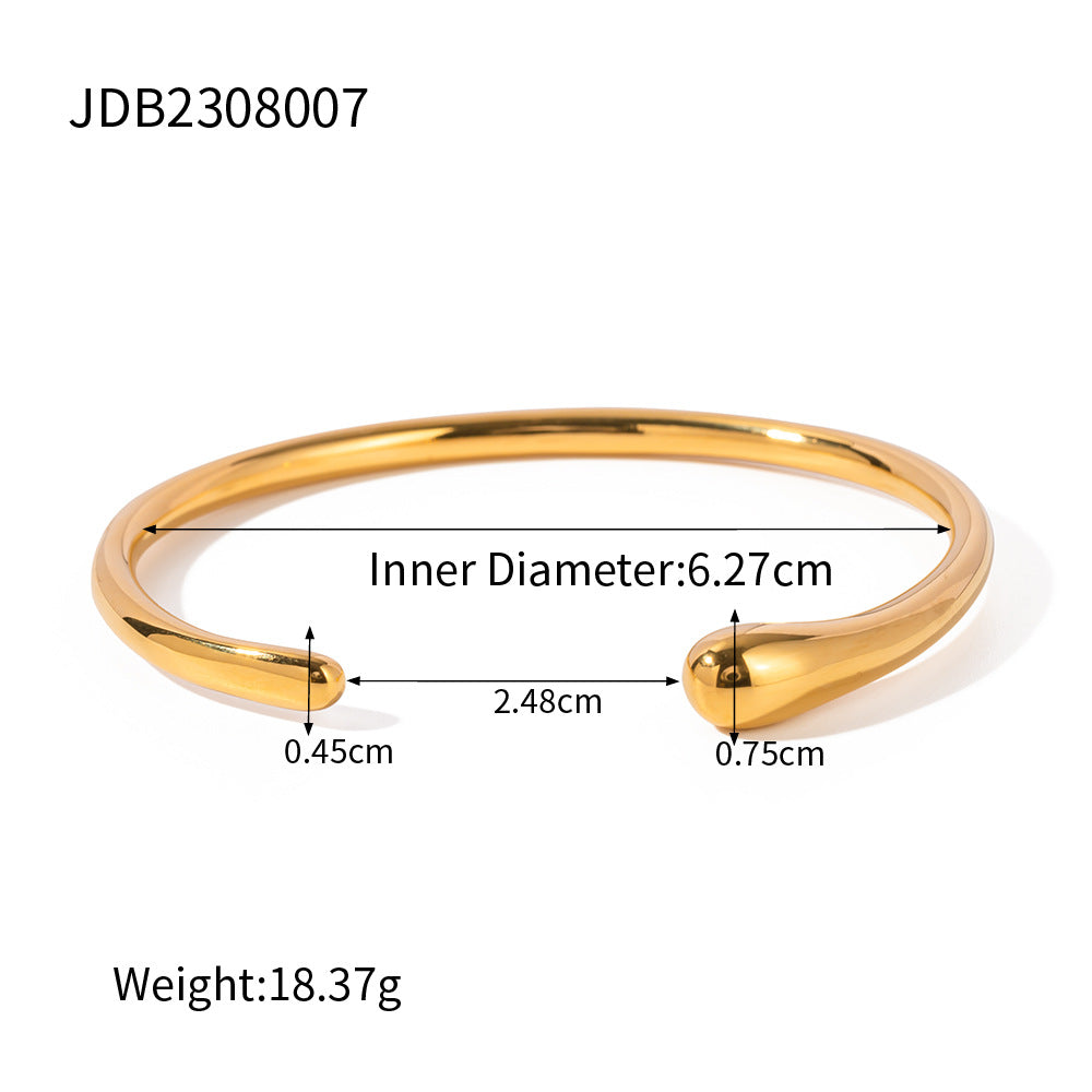 5pcs Light Luxury High-Grade Sense Temperament Titanium Steel Opening Niche Design 18K Gold Stainless Steel Simple Opening Bracelet Hand Jewelry