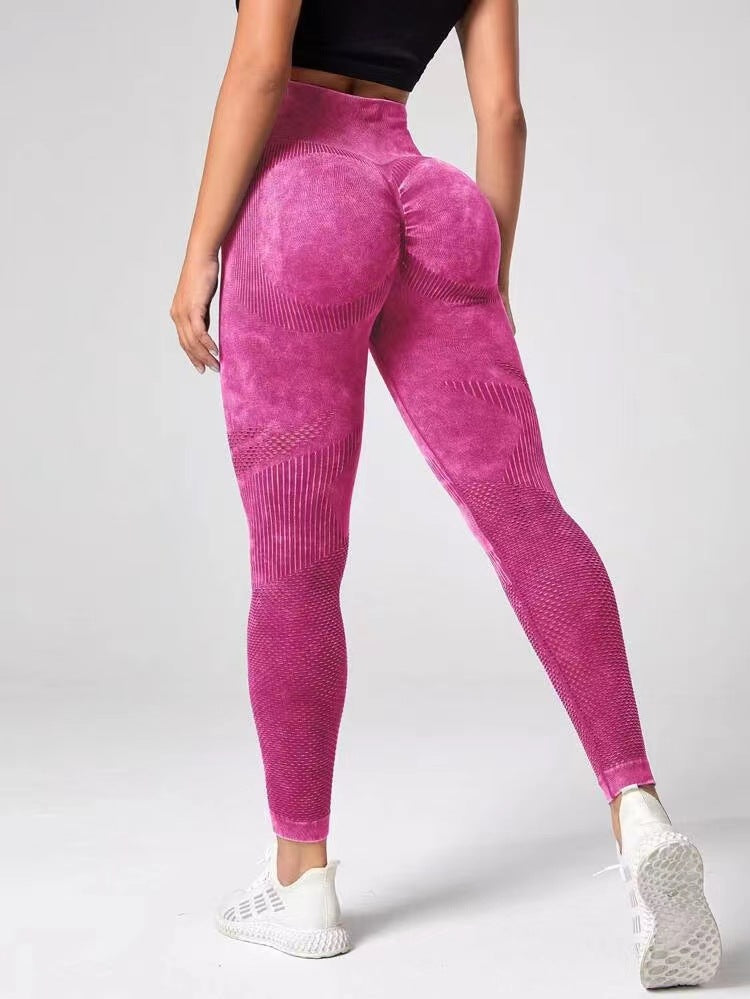 New Hollow-Out Seamless Yoga Pants High Waist Peach Hip Lift Hip Fitness Pants Women Wash Scrub Tight Sports Pants