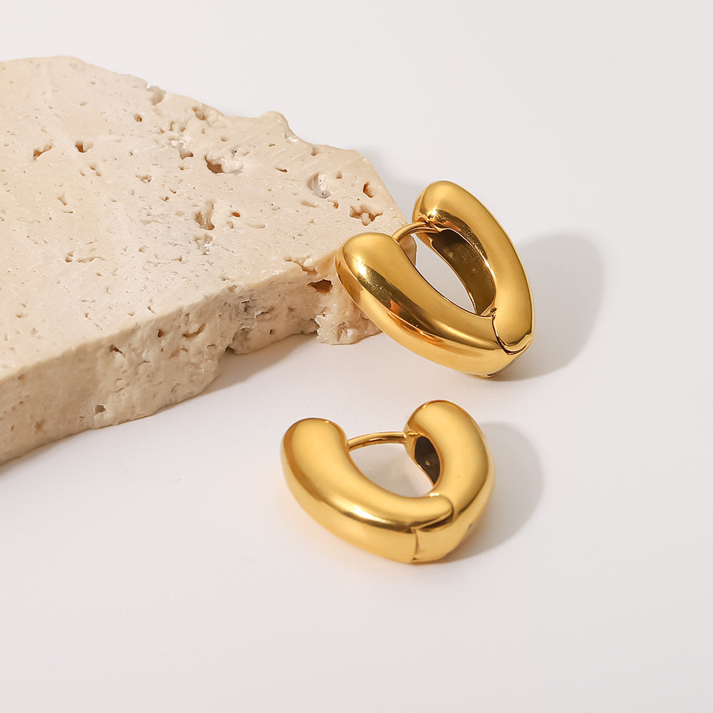 5pcs Love Geometric Titanium Steel Earrings 18K Gold-Plated Stainless Steel Women's Fashion All-Matching Earrings Earrings
