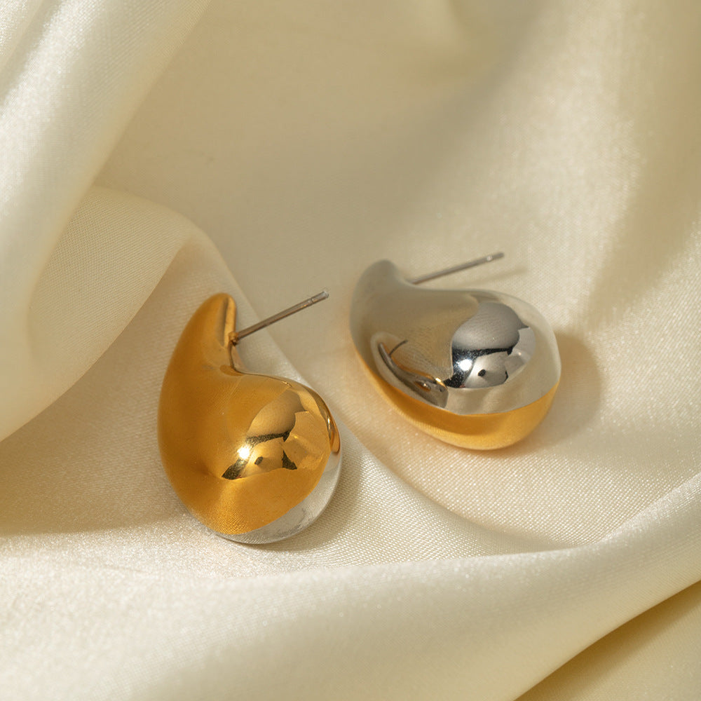 5pcs 18K Gold Stainless Steel Drop Matching Earrings Premium Simple Earrings