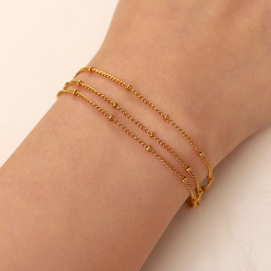 5pcs New Fashion Bracelet 18K Gold Plated Stainless Steel Jewelry Double Chain Bracelet Jewelry