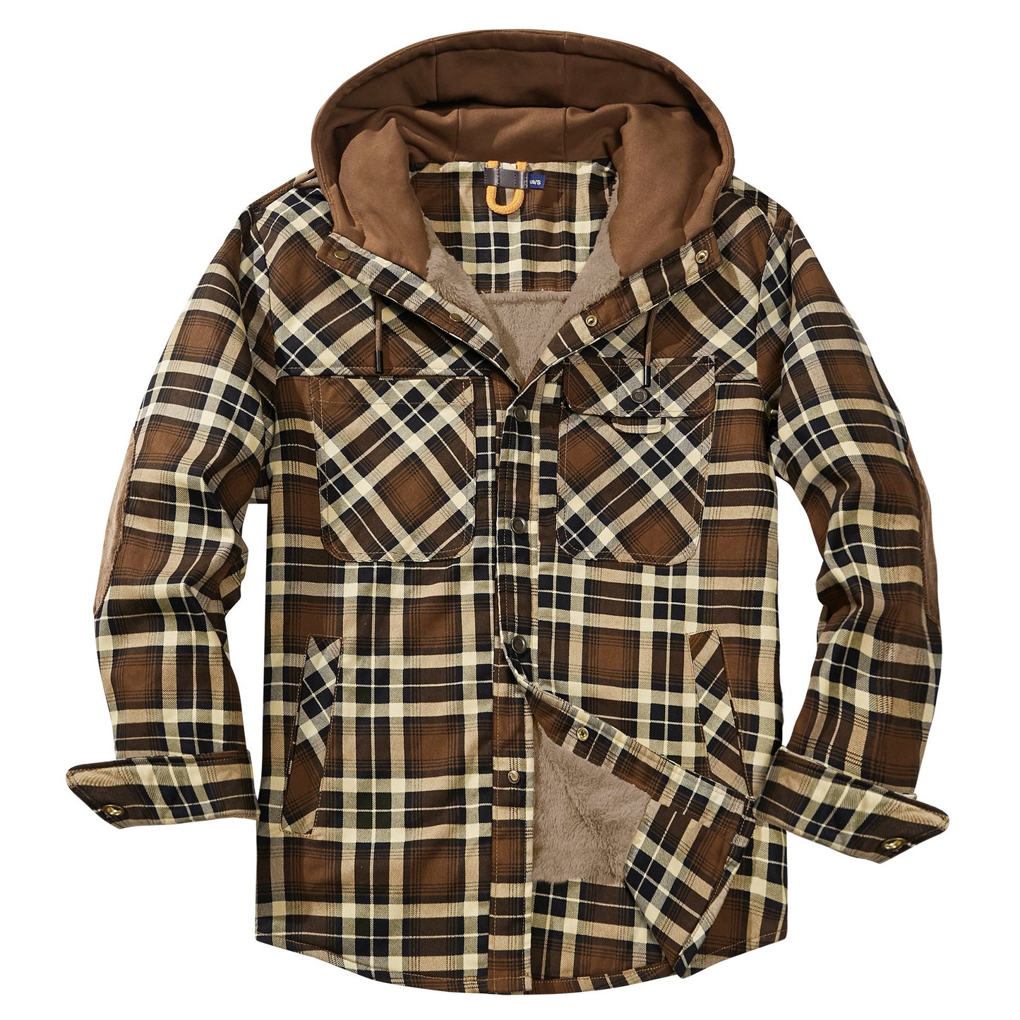 Men's Coat Plaid Shirt Plus Fleece Large Size Winter Windproof Warm Hooded Cotton Jacket