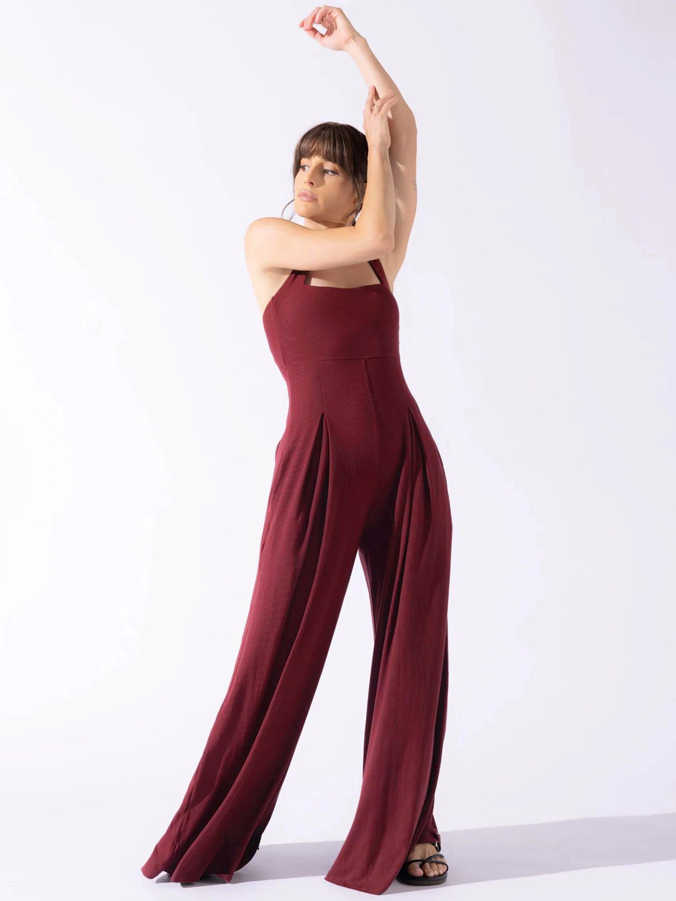 Spring And Summer High-Waisted Romper New Temperament Commuter Casual Pants Women Solid Color Loose Wide-Leg Pants