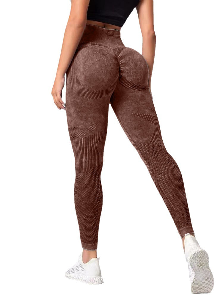 New Hollow-Out Seamless Yoga Pants High Waist Peach Hip Lift Hip Fitness Pants Women Wash Scrub Tight Sports Pants