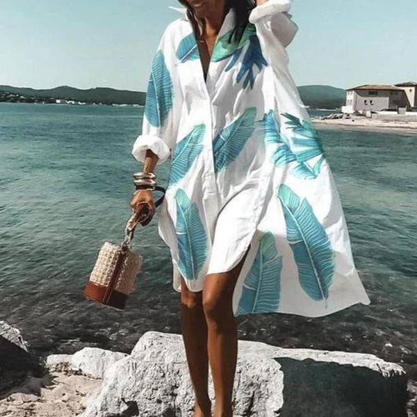 Women's Clothing Spring New Fashion Temperament Print Loose Shirt Dress A Generation