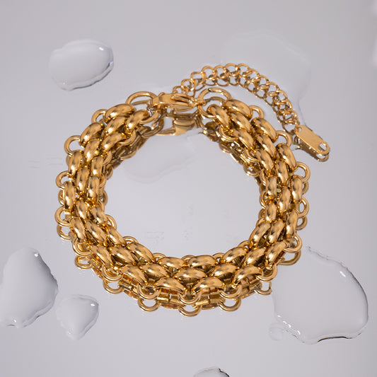 5pcs New Titanium Steel Bracelet 18K Gold Stainless Steel Bracelet Geometry Chain Women's Bracelet Jewelry