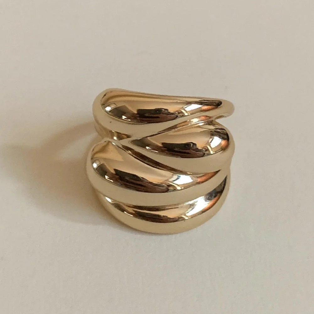 5pcs 18K Gold Stainless Steel Drop Ring Fashion Ring Premium Ring Simple Fashion Couple Premium Sense