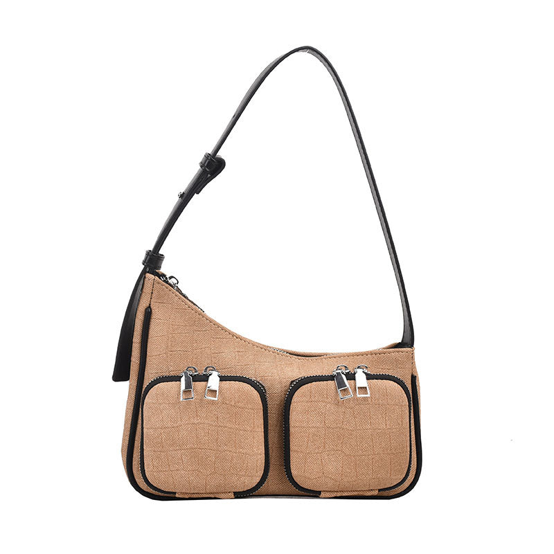 Design Bag Women New Denim Handbag Asymmetrical Pocket Underarm Bag Casual Shoulder Bag