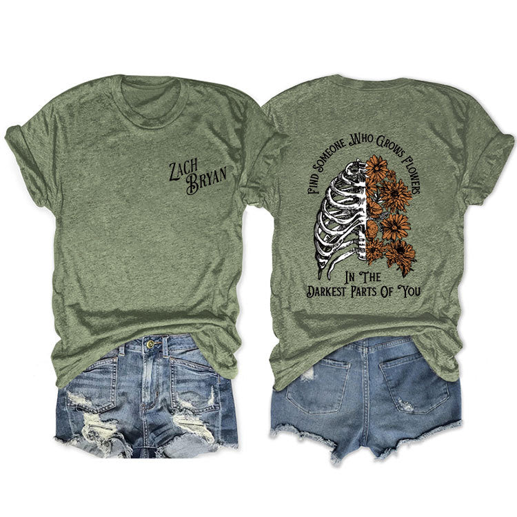 Fashion Casual Find Someone Who Grows Fun Crew Neck Summer Short Sleeves