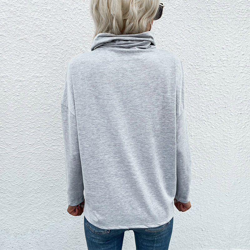 Early Autumn Women's Loose Pile Collar Color Leopard Thin Hoodie Woman