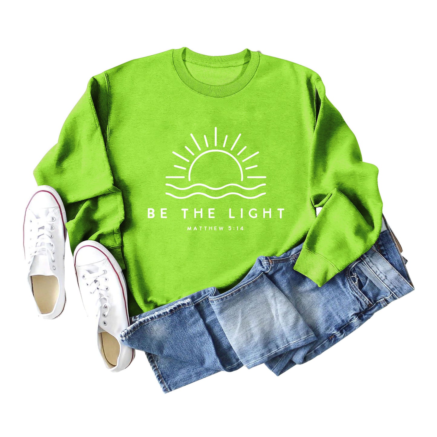 Fun Casual Be The Light Matthew Loose Long-Sleeved Hoodie For Women
