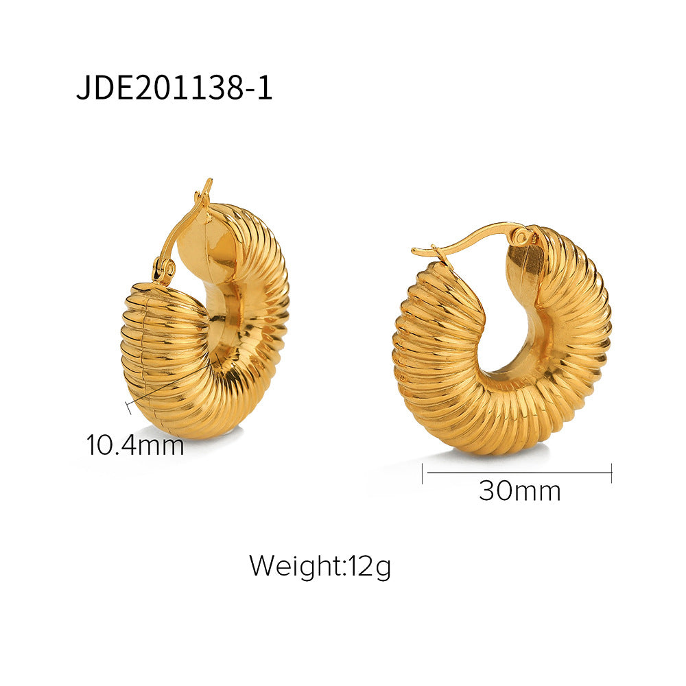 5pcs 18K Vacuum Electroplated Stainless Steel C-Shaped Earrings Niche High-Grade Earrings For Women Jewelry