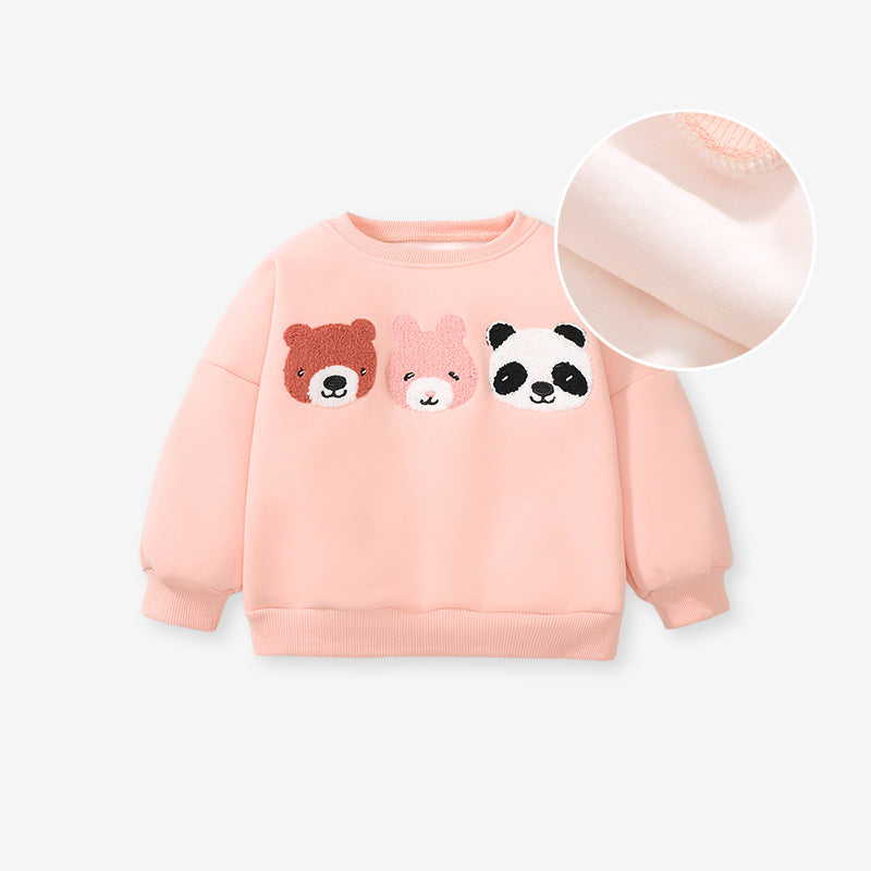 Winter Girls Plus Fleece Hoodie Fall Children's Set Cute Girls Trouser Set