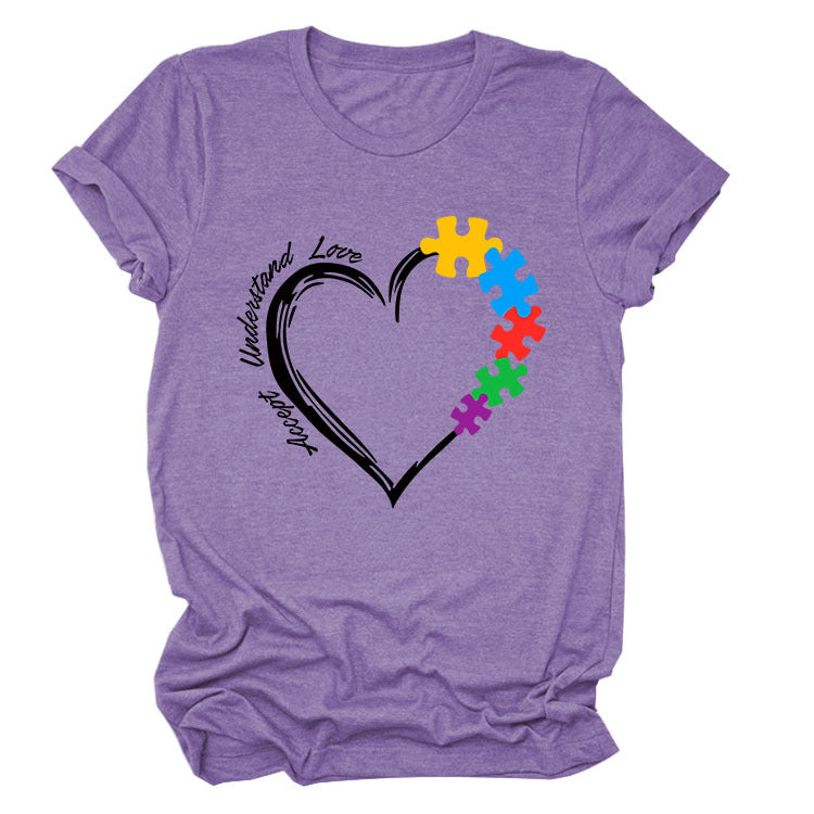 Fun Fashion Accept Understand Love Loose Casual Short Sleeves