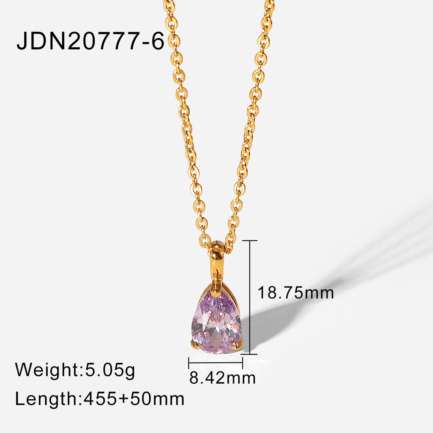 5pcs New Necklace 18K Gold Plated December Zircon Stainless Steel Pendant Necklace