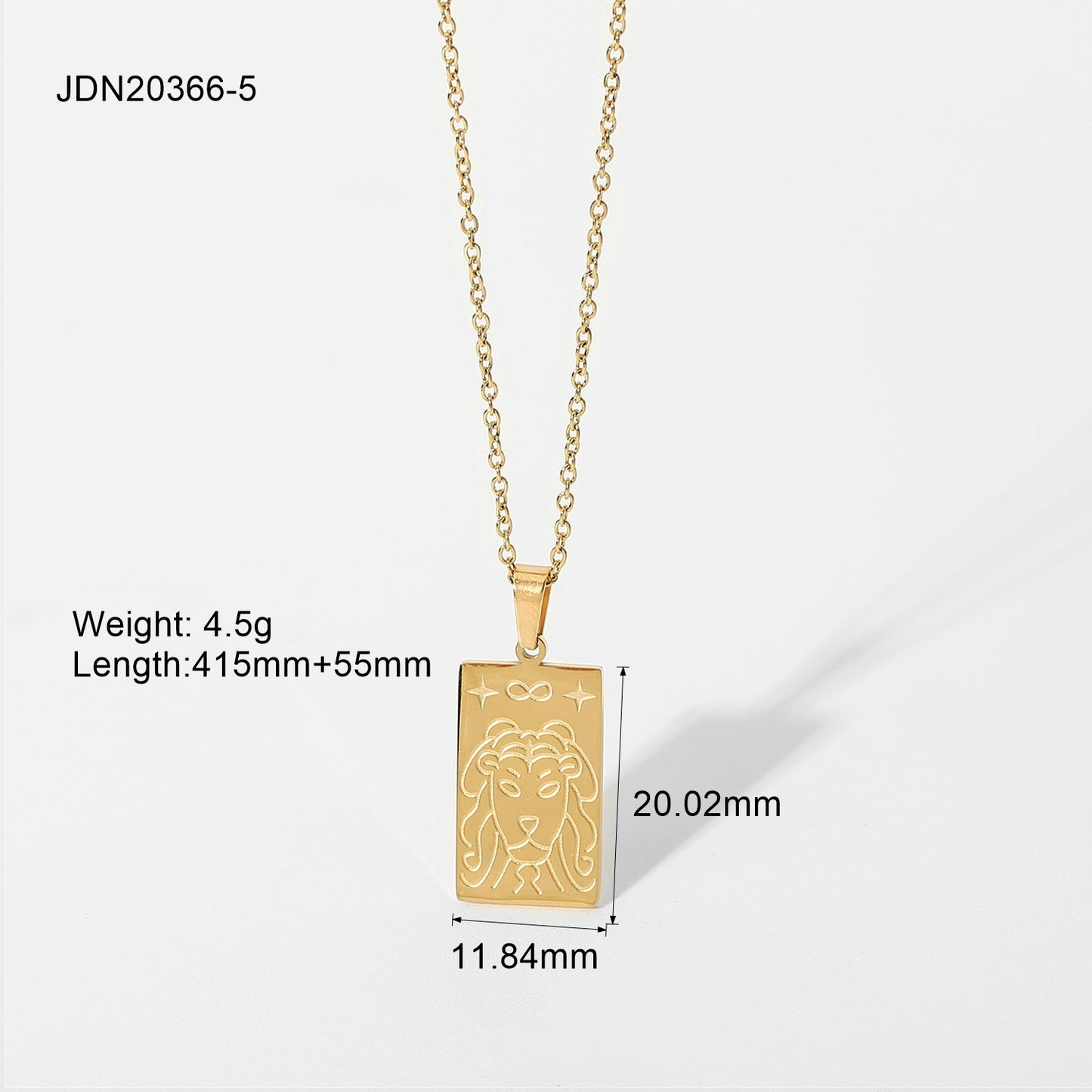 5pcs New 18K Gold Plated Stainless Steel Necklace Fashion Personality Necklace Square Tarot Stamp Pendant Necklace Jewelry