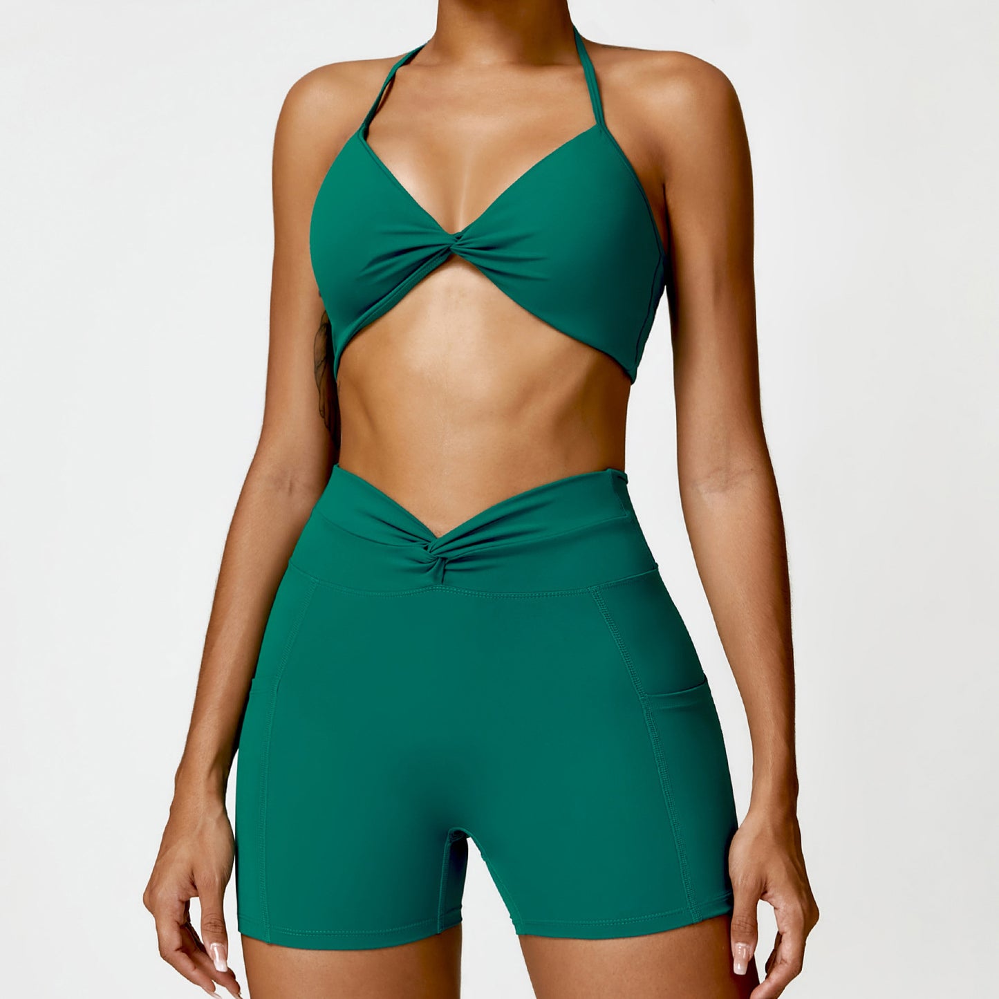 Naked Tight Yoga Set Quick Dry Back Fitness Wear Outdoor Running Sports Set Female