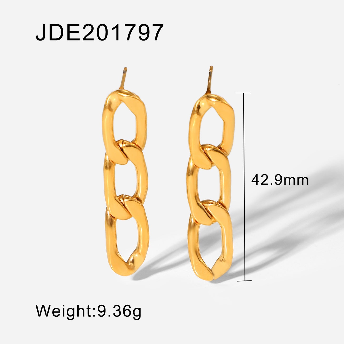 5 pairs Titanium Steel Earrings Long Cuban Chain Earrings Accessories 18K Gold Stainless Steel Earrings For Women